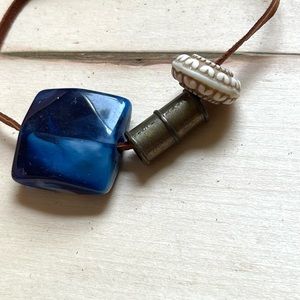 HANDMADE NECKLACE | Dithyrambic One of a Kind Leather  Vintage Bead Necklace